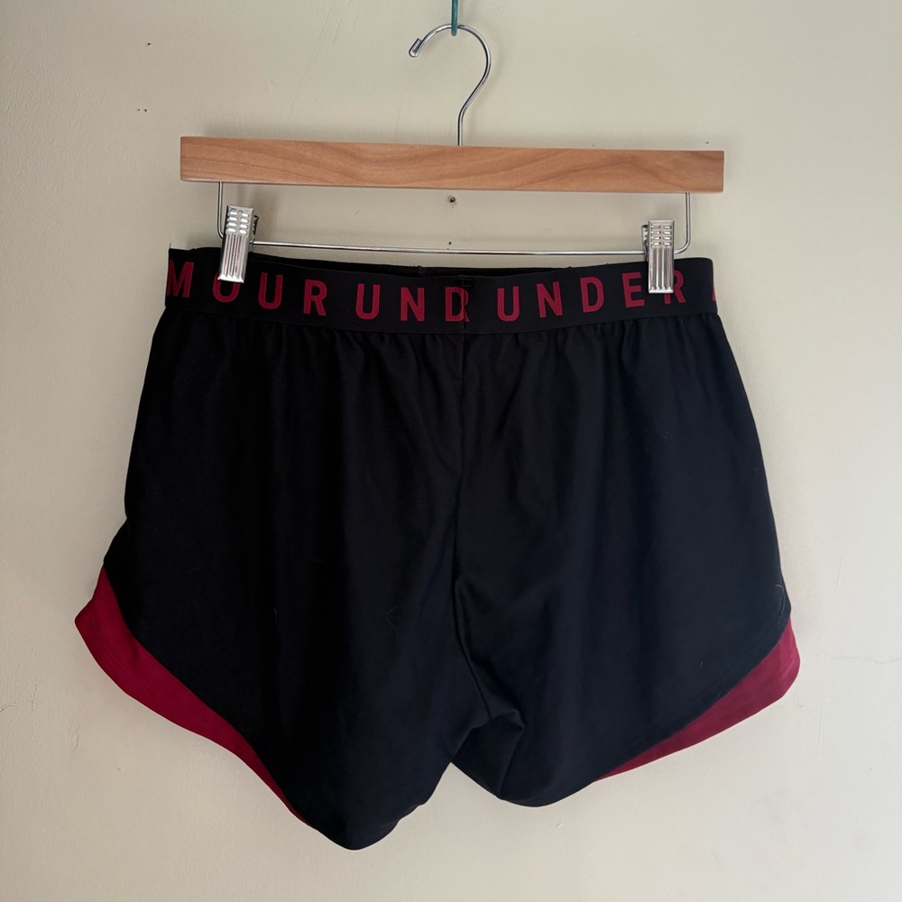 Under Armour Women's Athletic Shorts in Black and Red - Picture 3 of 3